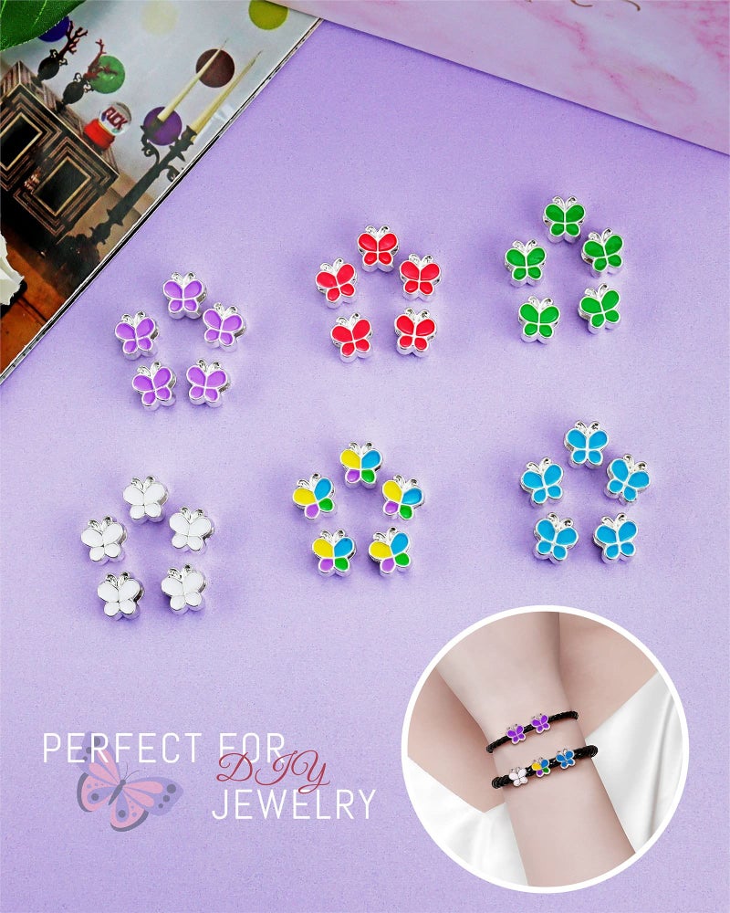 YETOOME 120 Pcs European Large Hole Beads  Mixed Colorful Butterfly Shaped Spacer Beads for DIY Charms Necklace Bracelet Jewelry Making  6 Styles - Image 5